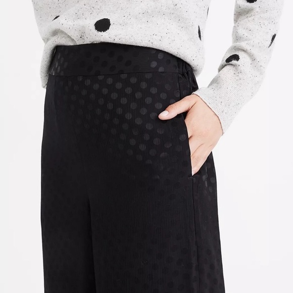 Madewell Black Jacquard Huston Pull on Polkadot Crop Pants Preowned size XXS - Picture 4 of 7